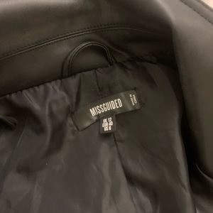 Faux black level cropped biker jacket